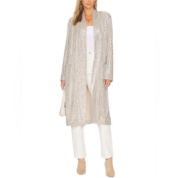Steve Madden Sweaters - STEVE MADDEN Show Stopper Duster Silver Disco NWT Small